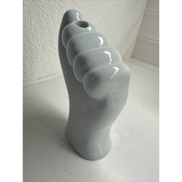 VTG Porcelain White Left Hand Toothbrush Pen Candle Holder Gift Artsy Modern - Picture 6 of 12